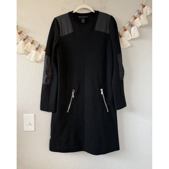 Marc By Marc Jacobs Jayden Wool Black Shift Mini Dress Modest Moto Whimsygoth M - Picture 1 of 11